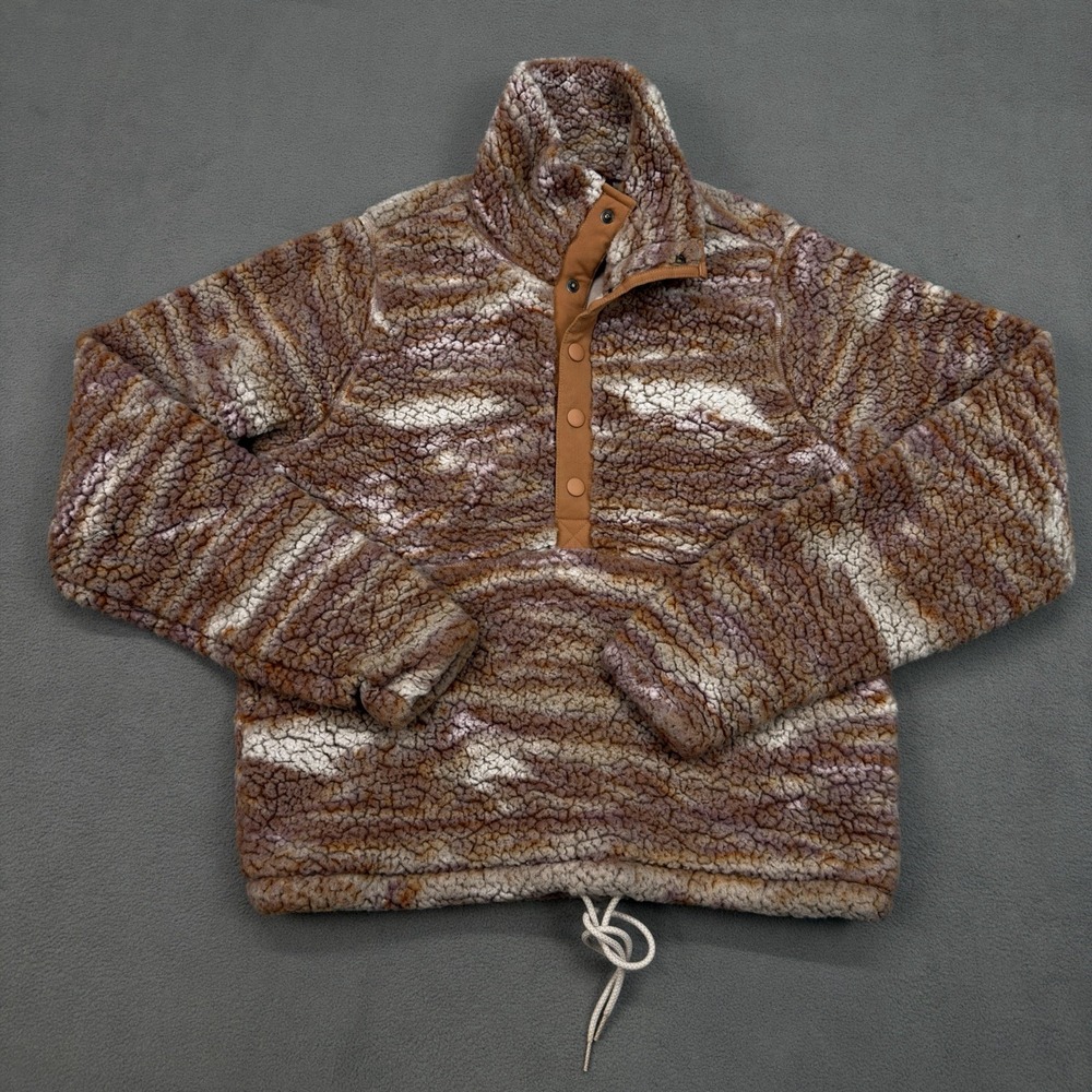 Prana Polar Escape Fleece Snap Up Pullover Women's Small Musk Travertine Sherpa